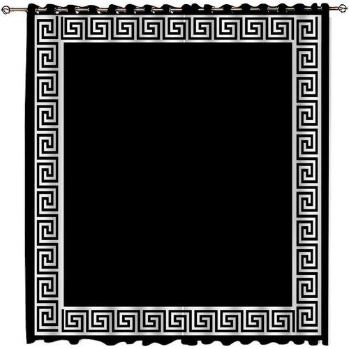 Rideaux De Fenetre Occultants Pour Le Salon Rideaux Assombrissants A ?Illets, Rideau En Polyester Doux De Style Grec Noir Et Blanc, Pour Chambre A Coucher, Salon, Chambre D'enfant