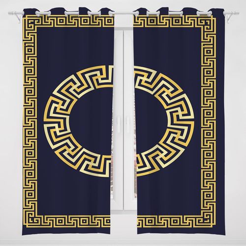 Rideaux Occultants Pour Chambre A Coucher Rideaux A Motif De Style Grec Dore Fibre Superfine Douce, Rideaux Lavables Pour Chambre D'enfants Salon