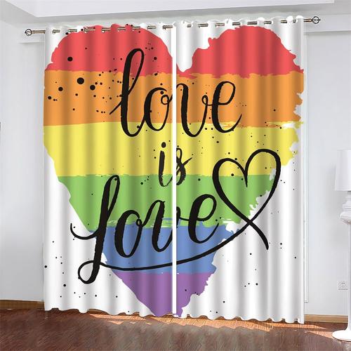 Rideaux Occultants Pour Chambre A Coucher, Rideau Anti-Poussiere En Polyester Avec Lettres D'amour Graffiti, Pour Chambre D'enfants, Rideaux De Decoration De Salon