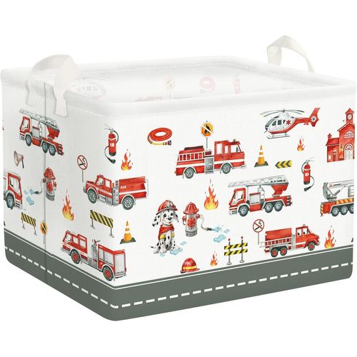 ERSHI-36L Grand Paniers Rangement Rouge Moteur à Incendie Chien avec Poignée Boîtes de Rangement Repliable Jouets Rectangulaire po[6
