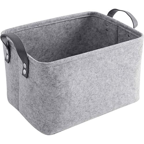 Ershi-Panier De Rangement Pliable En Feutre Pour Étagère, Linge, Armoire, Jouets Ou Papier Toilette, 33 X 20 X 23 Cm, Gris Clair[917