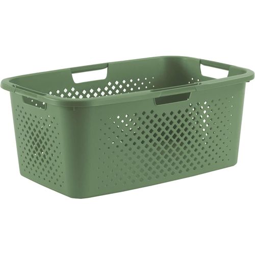 ERSHI-SUNDIS Pixel, panier à linge 40l, en plastique recyclé, vert sauge, 4 poignées latérales, aération sur les 4 côtés[6]