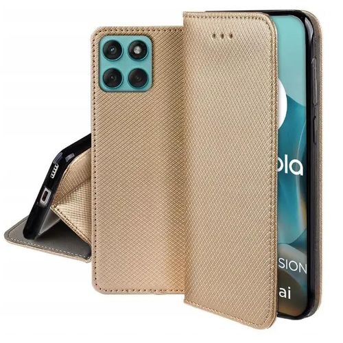 Housse Pour Motorola Edge 60 / 60 Fusion 5g - Etui Coque Pochette Portefeuille + Verre Trempe - Or Magnet