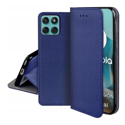 Housse Pour Motorola Edge 60 / 60 Fusion 5g - Etui Coque Pochette Portefeuille + Verre Trempe - Bleu Magnet