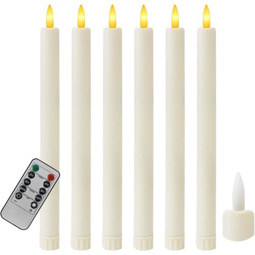 ERSHI-Bougies à LED Longue avec Télécommande Decoration Noël sur Bougeoir Bougie Chandelier Flamme Vacillante Table - 6 PCS[3038]