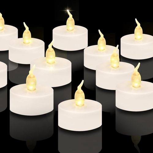 ERSHI-Lot de 24 bougies chauffe-plat LED, sans flamme, avec batterie longue durée de 200 heures, pour Noël, mariage, fête (blanc c[3