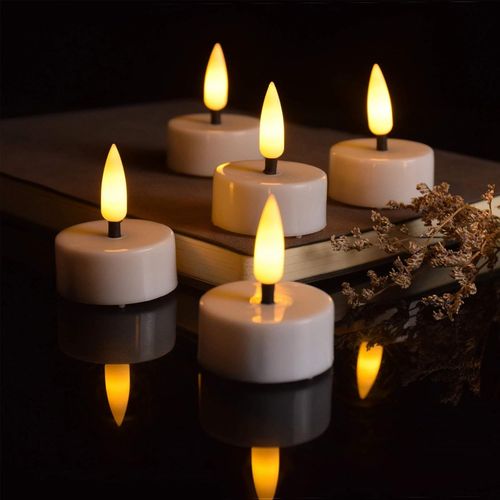 Ershi-Lot De 12 Bougies Chauffe-Plat Led Avec Minuteur - Piles Incluses - Bougies Chauffe-Plat Avec Mèches 3d Réalistes - Bougies [3