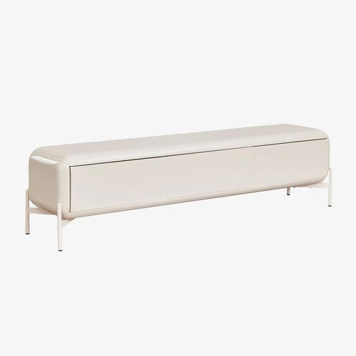 Meuble Tv 180x40 Cm En Mdf Alazne Tapioca Beige