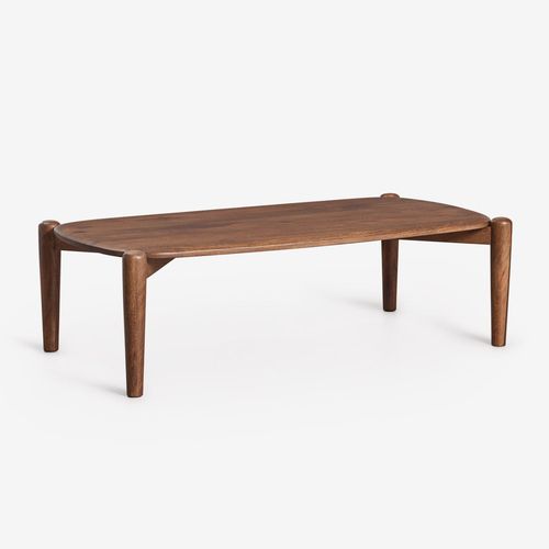 Table Basse Rectangulaire 120x60 Cm En Bois De Manguier Gina Poignée En Bois Foncé