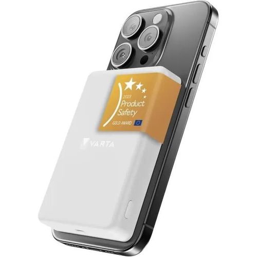 Power Bank Sans Fil - Varta - Mag Pro - 5000 Mah - Compatible Magsafe Et Qi - Blanc