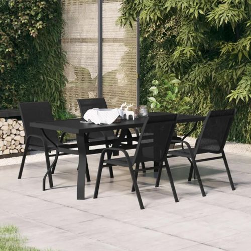 Prolenta Premium - Ensemble À Manger De Jardin 5 Pcs Noir