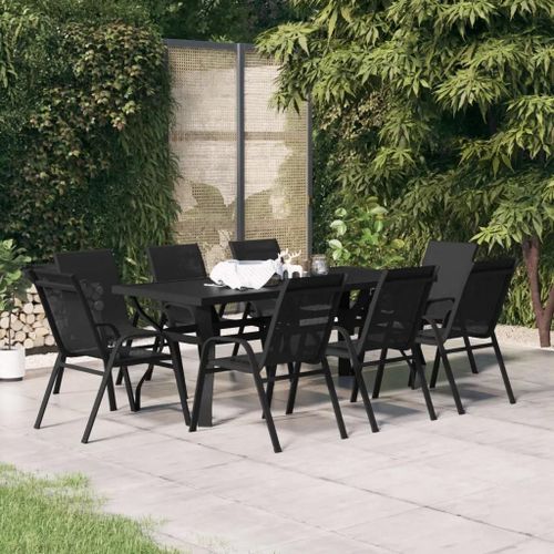 Prolenta Premium - Ensemble À Manger De Jardin 9 Pcs Noir