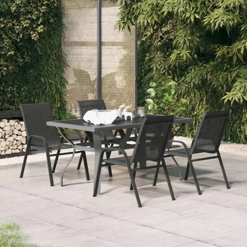 Prolenta Premium - Ensemble À Manger De Jardin 5 Pcs Gris Et Noir