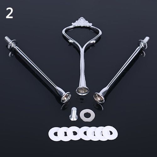 Support d'assiette à gâteau couronne à 3 couches, poignée adaptée au décor de Table de cuisine pour fête de mariage-Argent 38 cm
