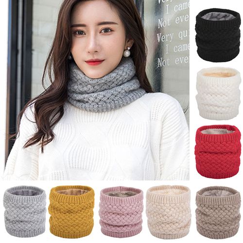 Femmes Hiver Wrap Anneau Épais Chaud Doux Respirant Tricot Écharpe Foulard-Noir