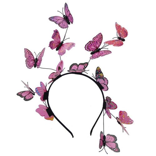 Serre-Tête Coloré Pour Femmes, Cerceau De Coiffure, Simulation Exagérée De Papillons, Décor De Fête, Mariage-Rose