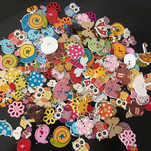 Boutons En Bois En Forme D'éléphant, Fleur De Dessin Animé, Hibou, Outil De Couture Et De Scrapbooking, 50 Pièces-Couleur Aléatoire