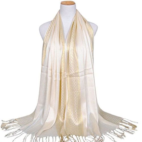 Châle Long En Coton Doux Pour Femmes Musulmanes, Écharpe De Luxe, Étole À Pampilles-Beige