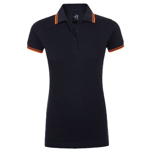 Polo Femme - 00578 - Bleu Marine Et Orange Fluo