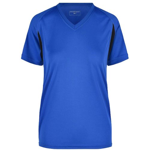 T-Shirt Running Respirant Jn316 - Bleu Roi Et Noir - Femme