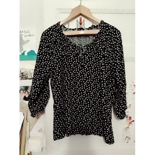 Top Noir Motifs Roses 46 Xxxl Gémo.