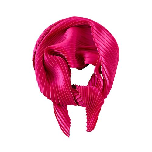 Écharpe Plissée Pour Femmes, Couleur Unie, Légère, Respirante, Douce Et Confortable, Châle Toutes Saisons, Vêtements De Tous Les Jours-Rose Rouge