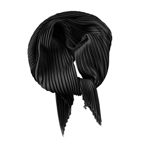 Écharpe Plissée Pour Femmes, Couleur Unie, Légère, Respirante, Douce Et Confortable, Châle Toutes Saisons, Vêtements De Tous Les Jours-Noir