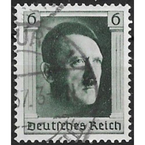 Allemagne, 3ème Reich 1937, Beau Timbre Issu Du Feuillet Yvert 8, Portrait Chancelier Hitler, 6pf. Vert Foncé, Oblitéré, Tbe.