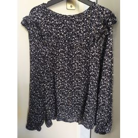 Neuf Chemisier Noir Fleurs Blanches Petites Rayures Fines Doré &#34 Kiabi &#34 12 Ans