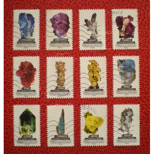 Le Monde Minéral - Série Complète De 12 Timbres Oblitérés - France - Année 2016
