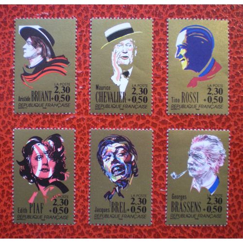 Personnages Célèbres - Grands Noms De La Chanson Française - Série Complète De 6 Timbres Neufs ** - France - Année 1990