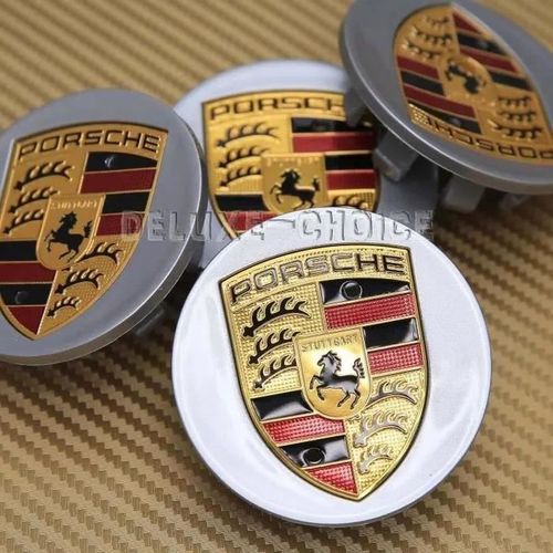 4 X Caches Moyeux Porsche Macan Gris Clair Centre Roue Logo 65mm