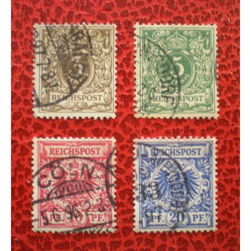Lot De 4 Timbres Oblitérés - Allemagne - Empire Allemand - Reichpost - Année 1889