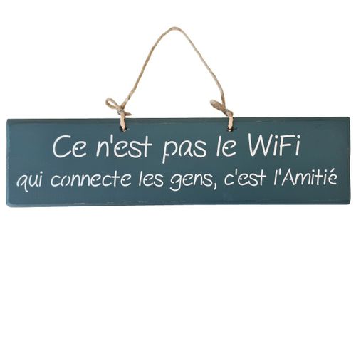 Plaque décorative en bois bleue canard - Ce n'est pas le wifi
