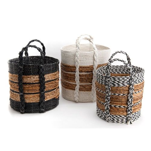 Set 3 paniers à anses Voyage 51x39x39