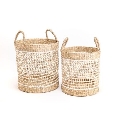 Set de 2 panier blanc naturel champ ,