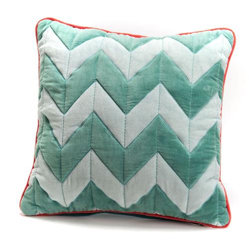 Coussin Zig Zag 45x45 cm en velours vert