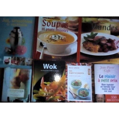 12 Livres Cuisine: Viandes; Soupes Et Mijotés; Jus, Smoothies Cocktails; Wok; Mug Cakes Salés; Recettes Vampire; J-P Coffe Plaisir Petit Prix; Marie Laforêt Superaliments; Riz; Orientale; Fiches Elle