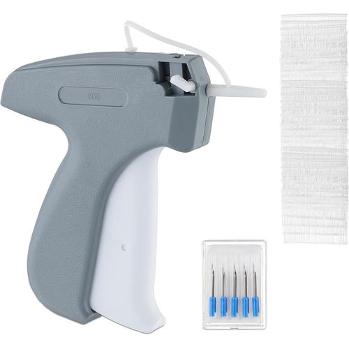 Label Gun,Labeller,5 Replacement Needles & 5000 Fasteners Included,Swifter,Grey/White