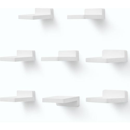 Lot De 8 Petites Etagères Murales Flottantes Carrées En Bois Pour Petits Objets,Décoration Pour Chambre À Coucher,Salon,10,2 X 10,2 X 4 Cm (Blanc Rustique)