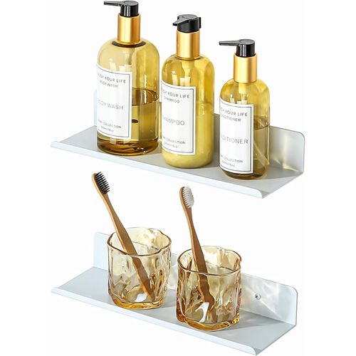 Etagere Murale Blanche Lot De 2,30cm Tablettes Flottantes En Aluminium Montage À Vis,Etagere Fixation Pour Chambre,Salle De Bain,Cuisine,Salon,Tablette Murale Gain De Place