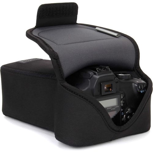 DSLR Camera Case with Neoprene Protection,Belt Loop Holster-Compatible with Canon EOS Rebel T7,850D,Nikon D3500,D5600,and More,Black,Practical