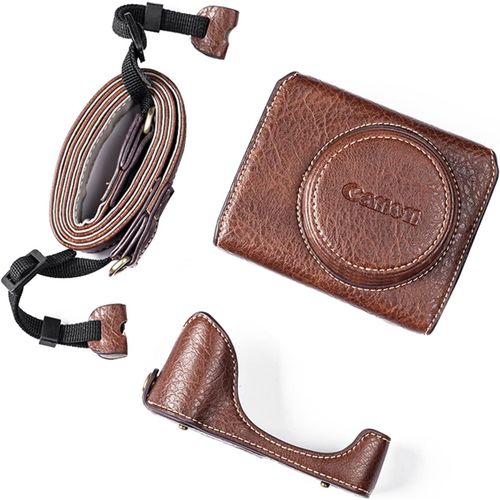 G7X G7X II G7X III Vintage Leather Camera Case Cover For Canon PowerShot G7X G7X Mark II G7X Mark III DSLR Camera Protective Case With Strap,brown,Vintage.[I45]