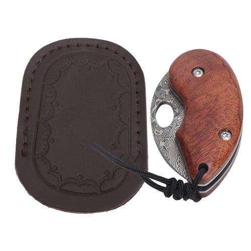 Mini Couteau Pliant D'exterieur Avec Manche En Bois Et Manche En Palissandre, Lame En Acier Damas, Couteau De Poche Avec Manche
