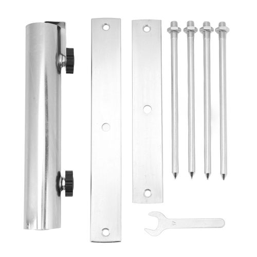 Support De Parasol Reglable En Acier Inoxydable Avec 4 Pointes Pour Jardin, Plage Et Parc