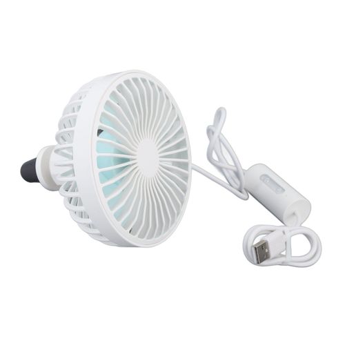 Ventilateur de voiture avec lumiere LED, clip pour grille d'aeration, 3 vitesses, vent fort, chargement USB, pour voitures, tables, maison, bureau, blanc