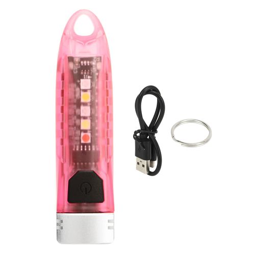 Mini lampe torche LED portable rechargeable IPX6 Type C, 400 lm, transparente, rose