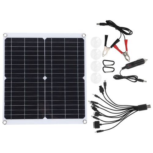 Panneau Solaire 20 W 18 V, Double Sortie Usb, Chargeur De Batterie Pour Telephone Portable D'exterieur