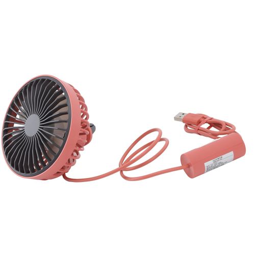 Ventilateur de voiture avec lumiere LED, clip de ventilation, 3 vitesses, vent fort, chargement USB, pour voitures, tables, maison, bureau, rouge
