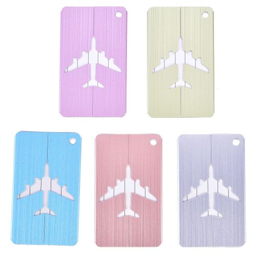 Lot de 5 etiquettes de bagages en alliage d'aluminium, etiquette d'adresse, carte d'identite pour voyage